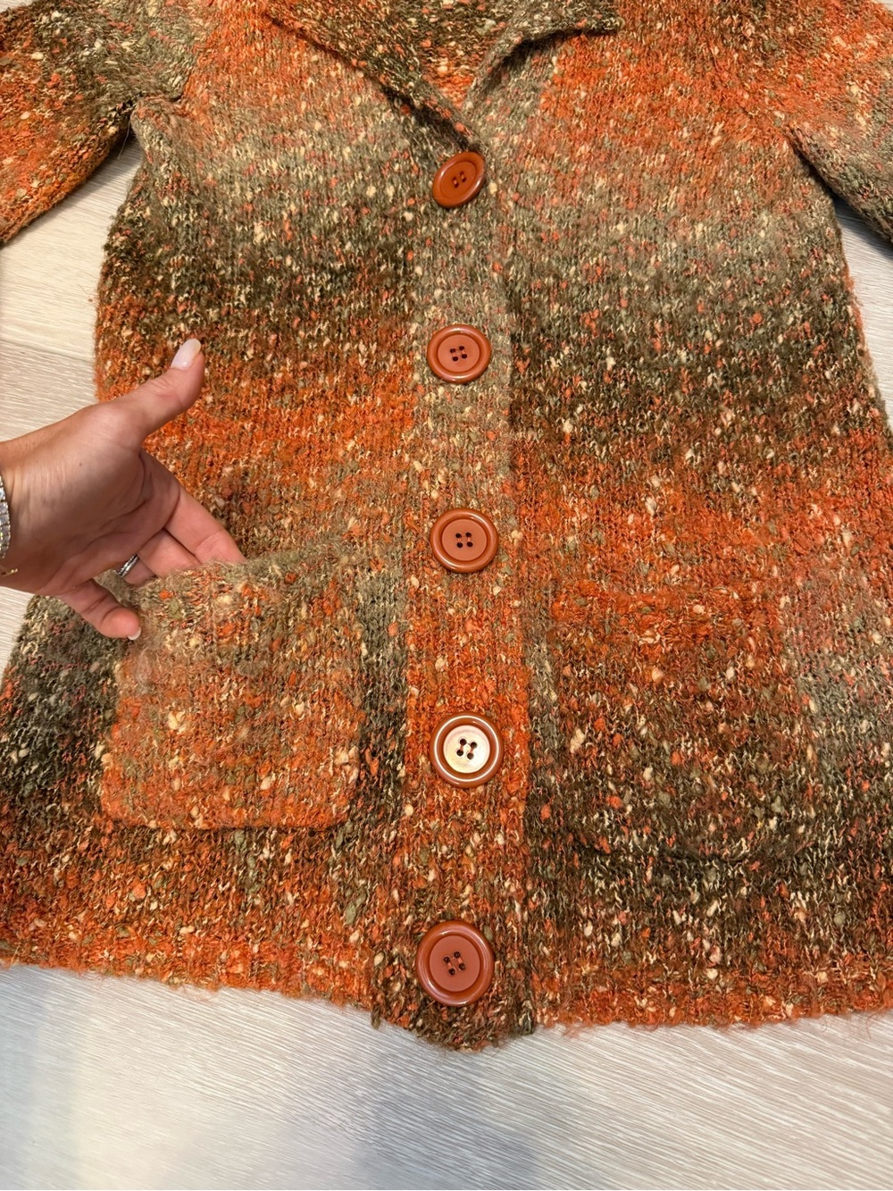 Vintage Babette Bollinger Mohair Alpaca Chunky Ombre Button Cardigan - Picture 8 of 8